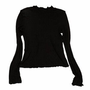 Abound Women’s Black Long Sleeve Ribbed Shirt Medium Tops Viscose Blend